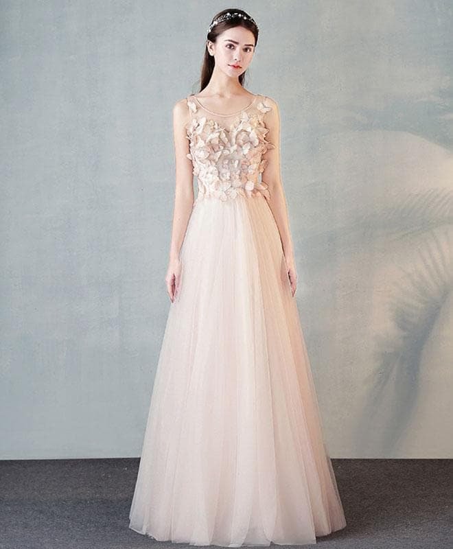 Stylish Round Neck Tulle Long Prom Dress, Evening Dress