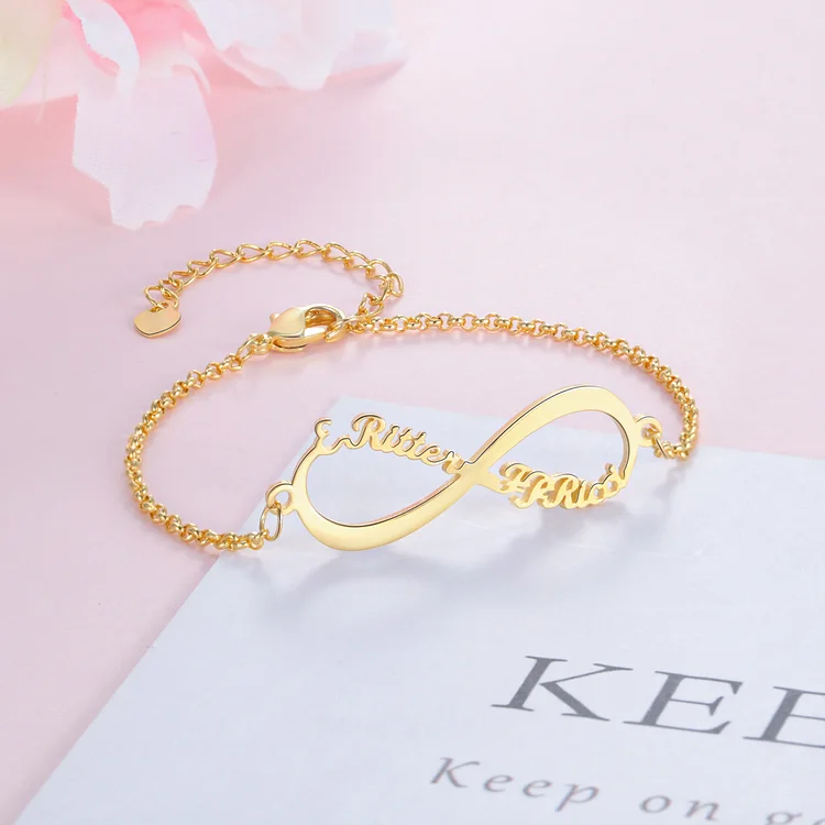 Personalized Infinity Name Bracelet Custom 2 Names Love Bracelet