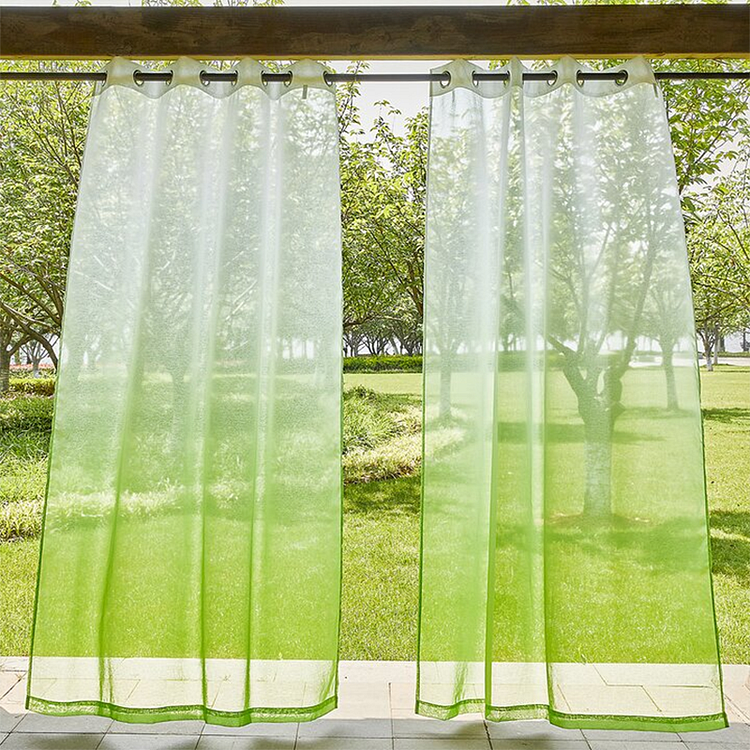 Outdoor Green Sheer Gradient Airy Semi-shading Waterproof Curtains For Patio 1Pcs-ChouChouHome