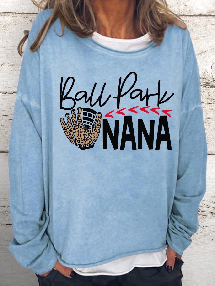 Baseball Nana Women Loose Sweatshirt-Guru-buzz