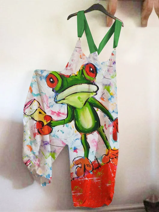 Casual frog print Jumpsuit Overalls