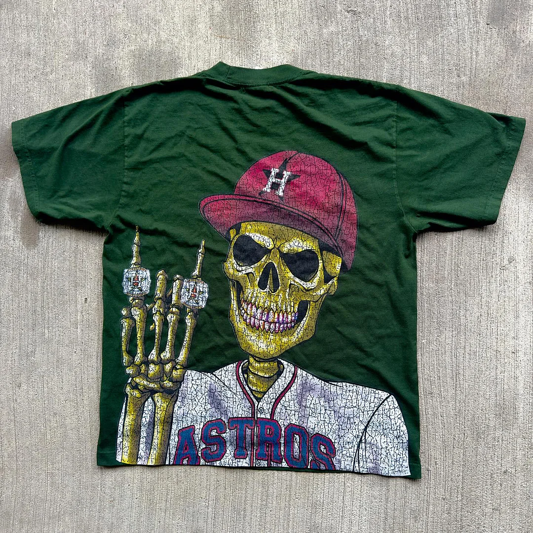 Personalized street style skull print T-shirt