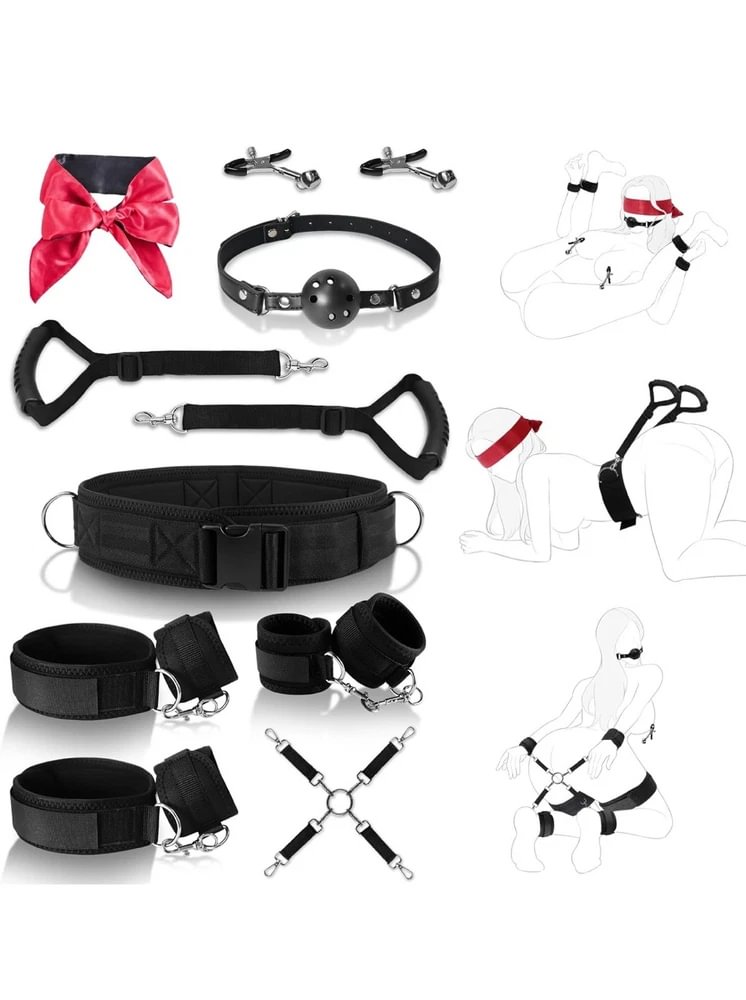 pornhint Pornhint Sex Bondage BDSM 9 Pcs Set Restraint Kit BDSM
