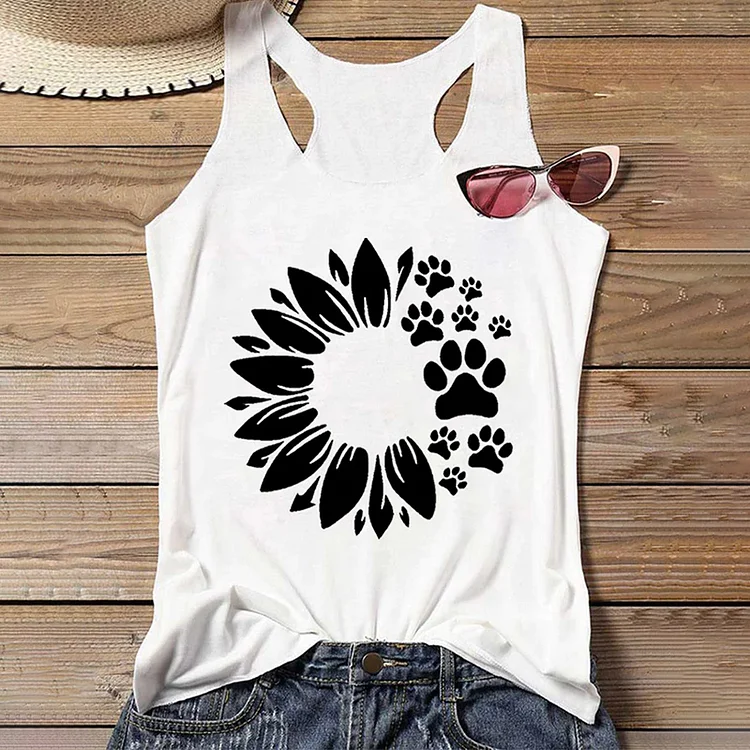 Sunflower Dog Paw Print Tank Top