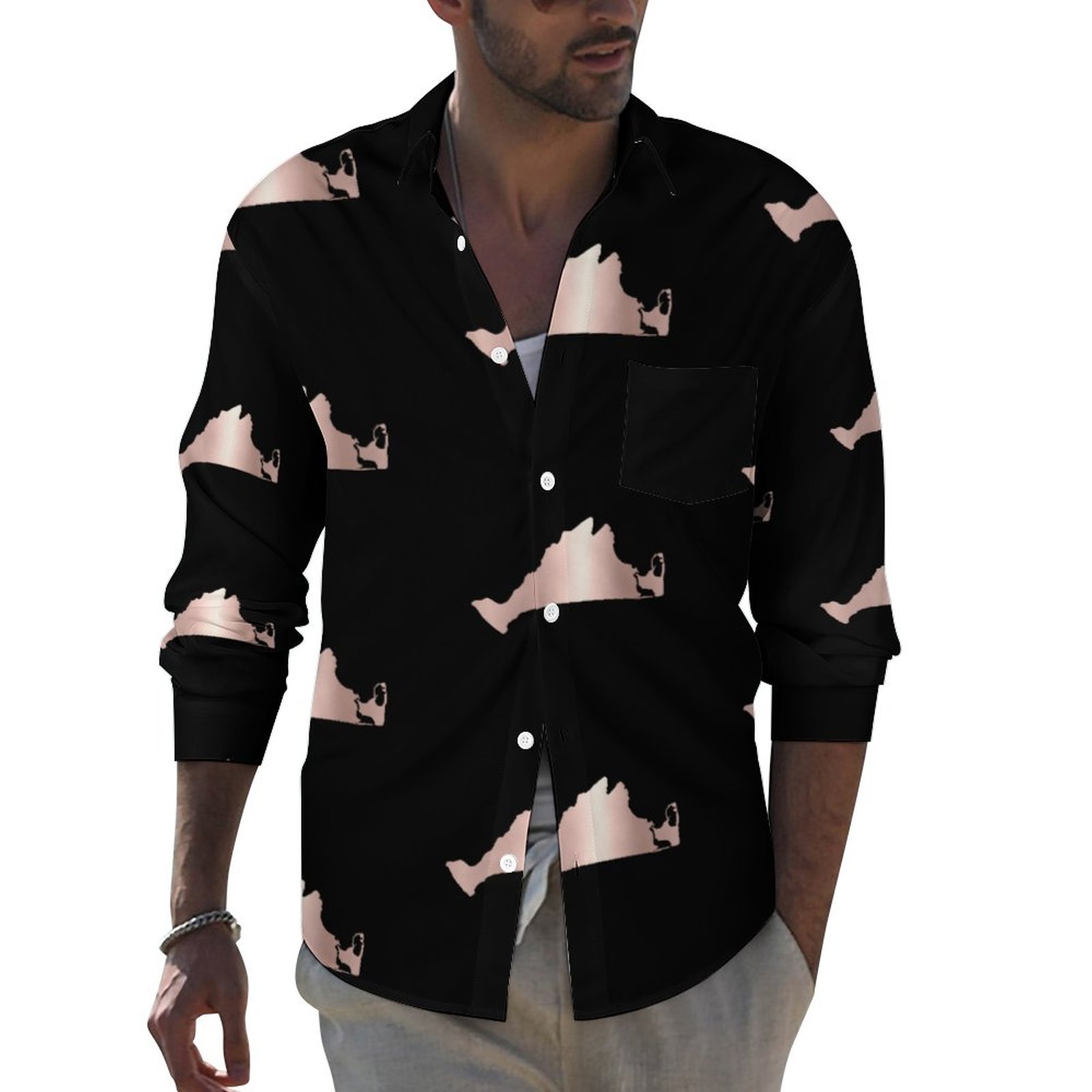 black and rose gold mens dress shirt Black Dress Shirt With Gold Paisley Accent 2XL