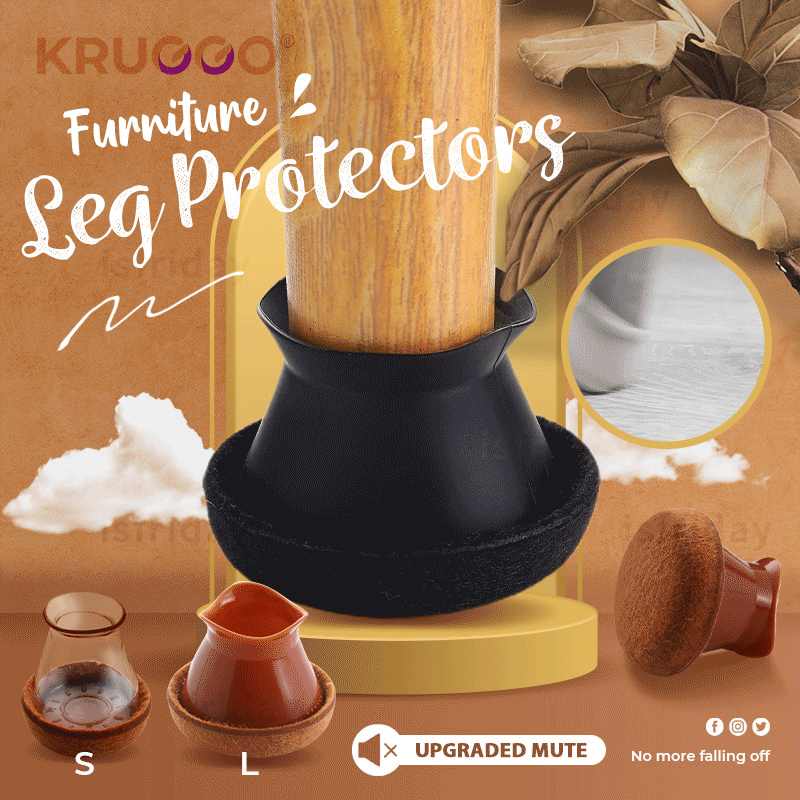 Kruggo® Upgraded Mute Furniture Leg Protectors 4 Pcs Set