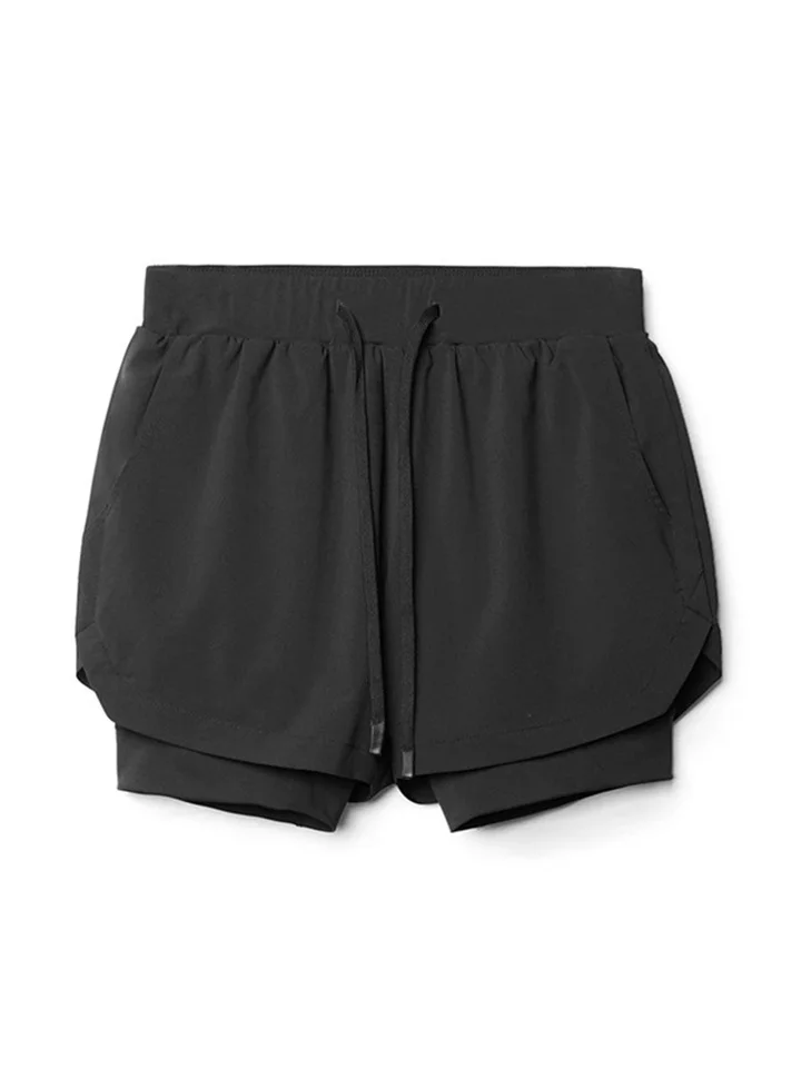 Men's Athletic Shorts Running Shorts Casual Shorts with Compression Liner Plain Comfort Breathable Outdoor Daily Going Out Fashion Casual Black-White Black-JRSEE