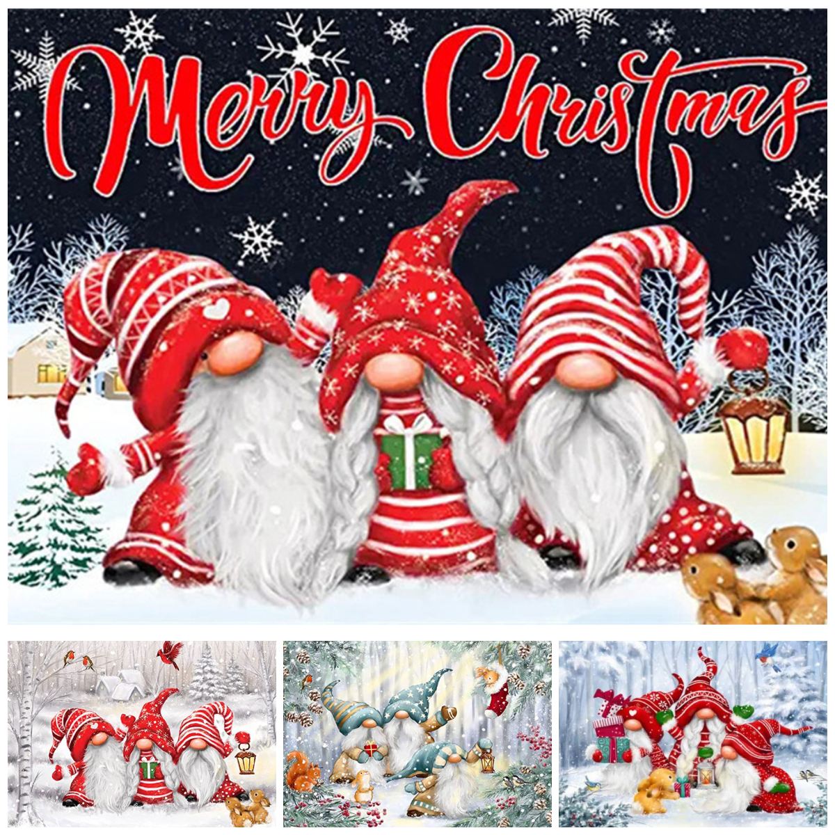 Christmas Diamond Painting Kits for Adults,DIY Full Round Drill Diamond Art  Gnome Painting Arts and Crafts for Home Wall Decor Gift 