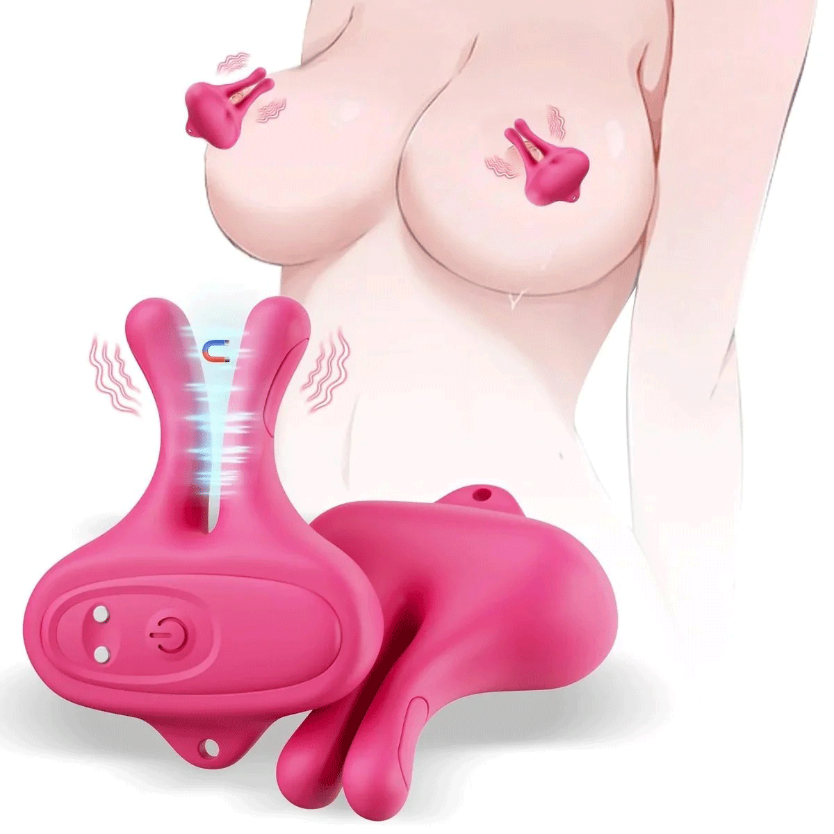 Clutcha - Vibrating Nipple Clamps – 9 Vibration Modes Nipple Toys By Rose Toy