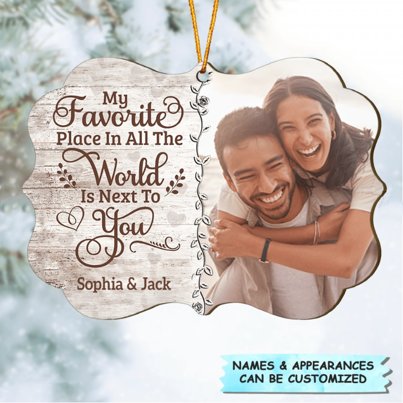 Personalized Photo Wood Ornament - Gift For Couple