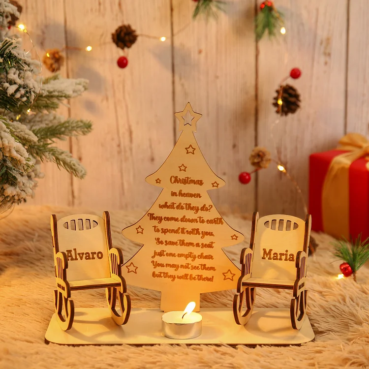 Christmas in Heaven Rocking Chair Ornament Custom 2 Names Memorial Gifts
