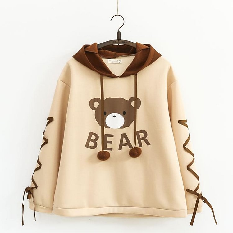 Kawaii Bear Ribbon Bow Hoodie Jumper SP1811602