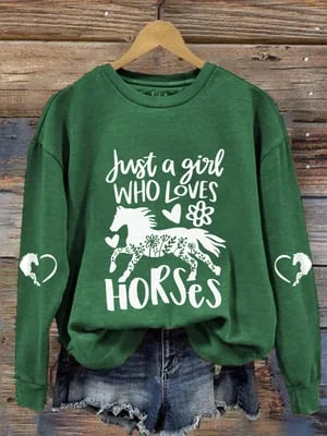 Women's Just A Girl Who Loves Horses Casual Sweatshirt