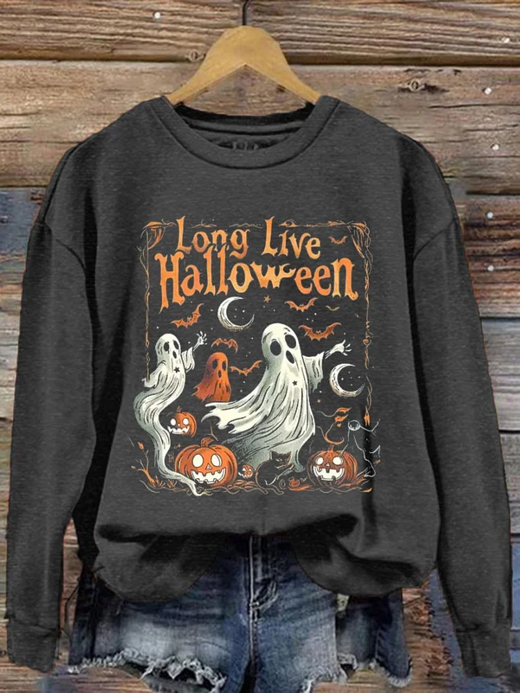 Women's Halloween Long Live Printed Sweatshirt socialshop