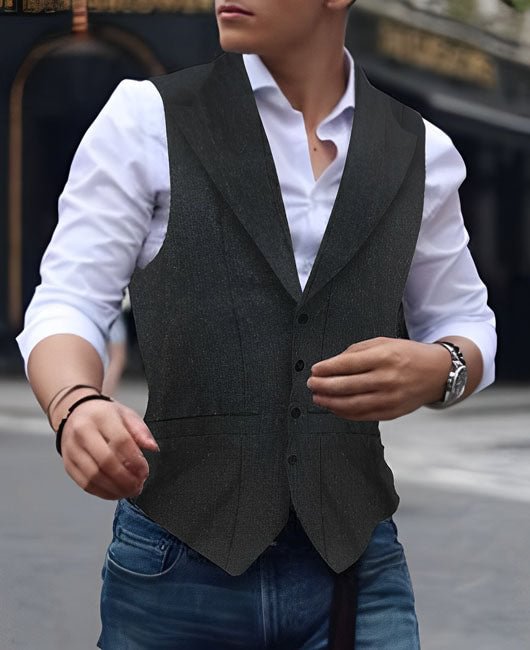 Elegant Plain Mock Neck Fitted Blazer Vest