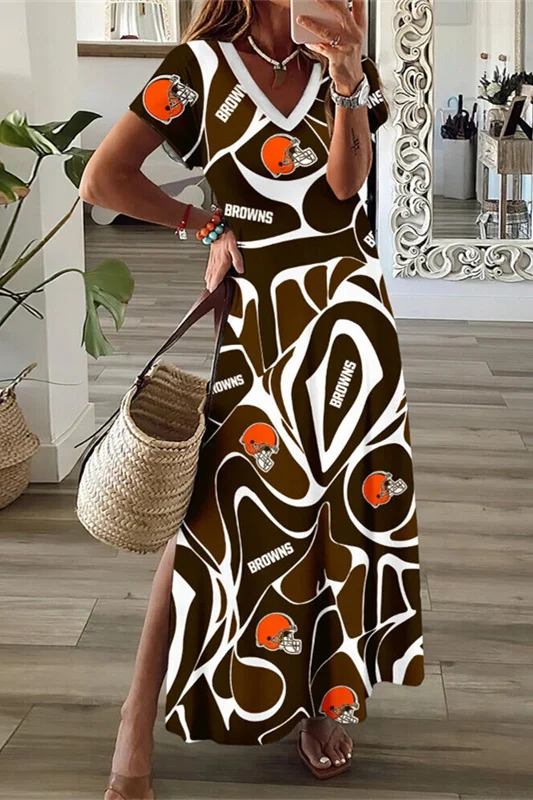 Cleveland Browns
V-Neck Sexy Side Slit Long Dress