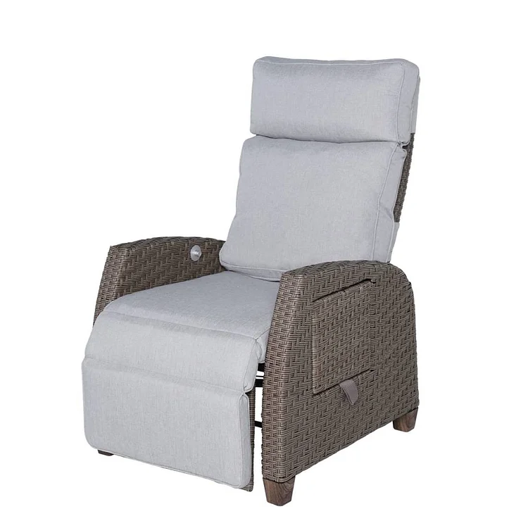 GRAND PATIO MOOR indoor and outdoor wicker extra-long recliner with cushion