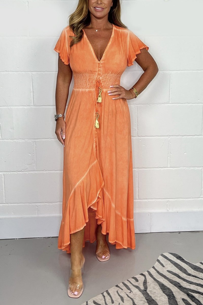 V-neck distressed dress