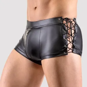 pornhint Pornhint Sexy Men's BDSM Shorts Bondage Fetish Gay Wet look Black Exotic Shorts Goth Spandex LGBTQ PVC elastic man's Boxers Adult Roleplay