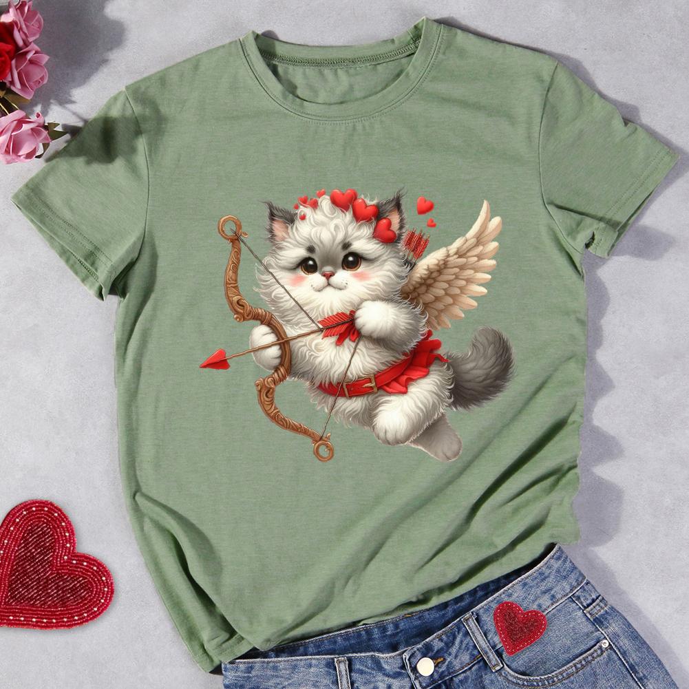 Happy Valentine's Day Cat Round Neck T-shirt-0024794-Guru-buzz