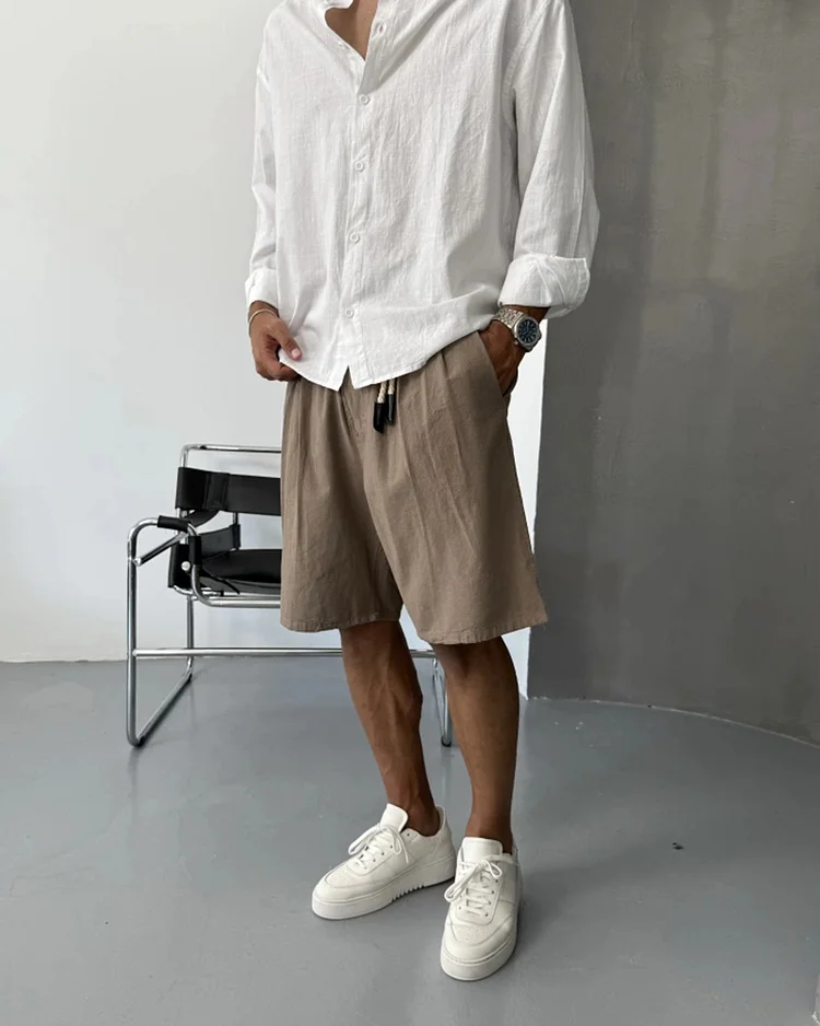 Men's Cotton Lace-Up Shorts