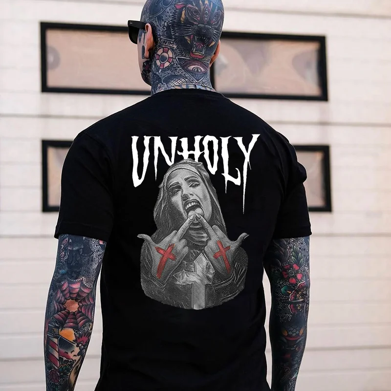 UNHOLY Defiant Nun Bad Religion Black Print T-shirt