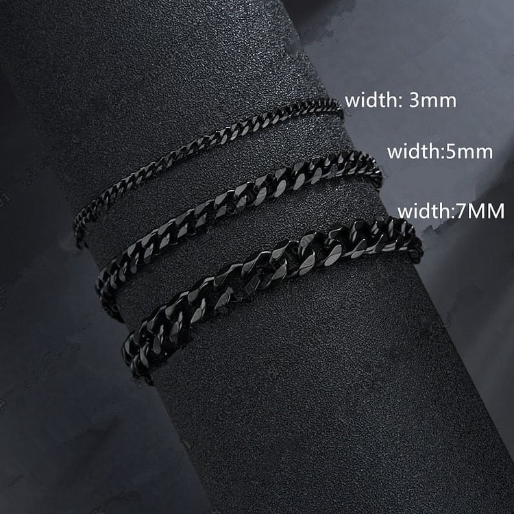 New Trendy Cuban Chain Men Bracelet Classic Stainless Steel 3/5/7mm Width Chain Bracelet For Men Women Jewelry Gift - BlackFridayBuys
