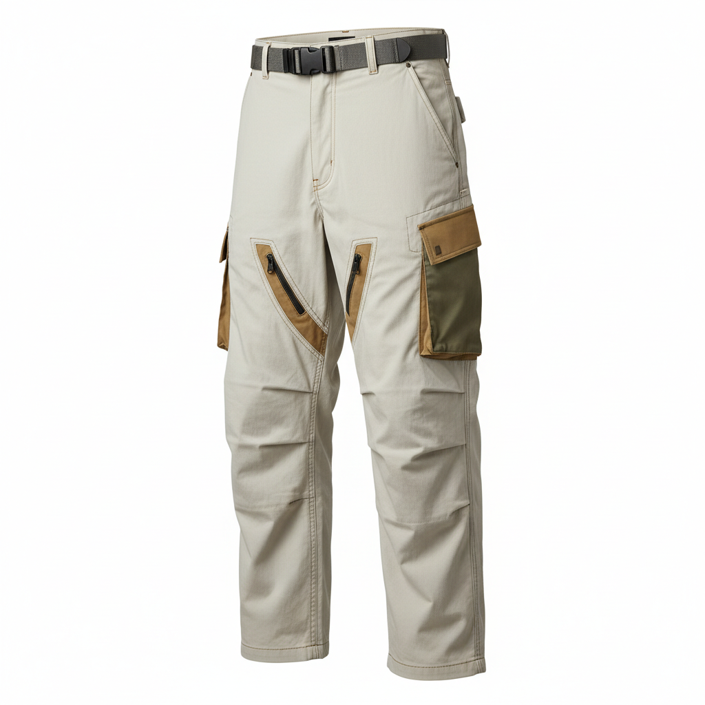 thesupersurf Khaki Cargo Pants with Multi-Pockets and Functional Design
