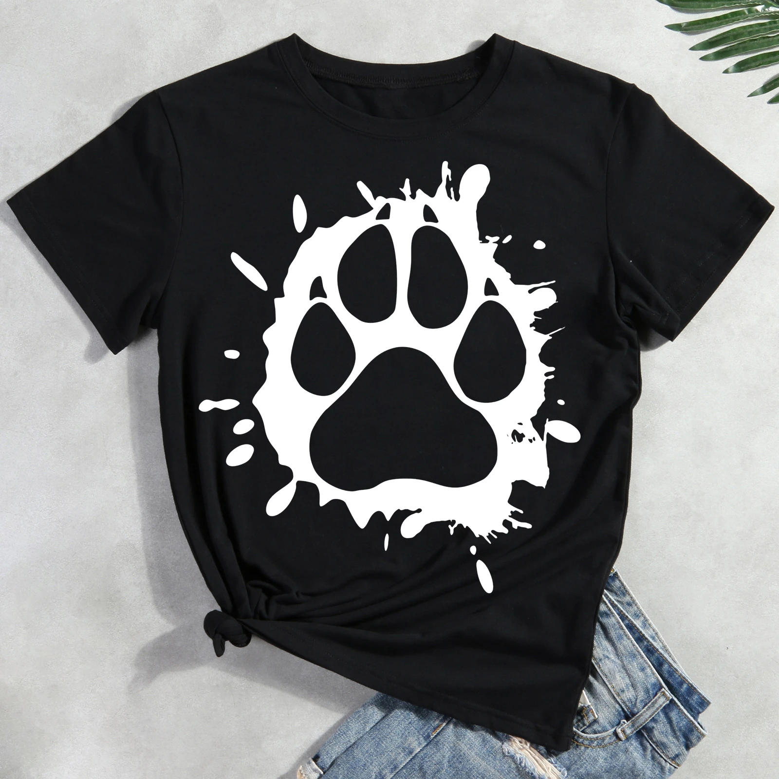 Dog Paw with Splatter  Pet Animal Lover T-shirt Tee -012147-Guru-buzz