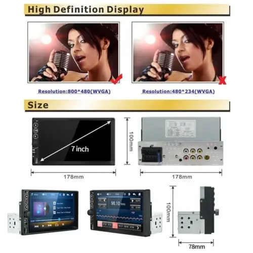 Dronehint 7in Radio Stereo Audio USB TF FM Dash Parts Car Multimedia MP5 Player Bluetooth (For: Audi Sport) Parts