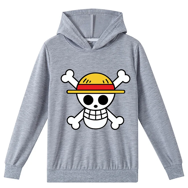 Mayoulove One Piece Monkey D. Luffy Hoodie - Stylish and Comfortable Long Sleeve Hoodie for Kids Who Love the Iconic Anime Series-Mayoulove
