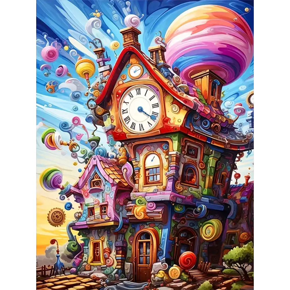 Magic Colorful House 30 40CM Canvas Full Round Drill Diamond Painting