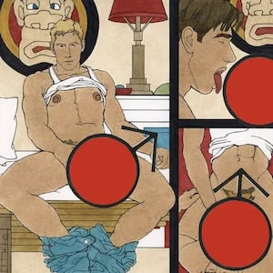 pornhint Pornhint ISLAND BOYS, male, nude, graphic, cartoon, gay, men, shirtless, adult, mature, original, painting