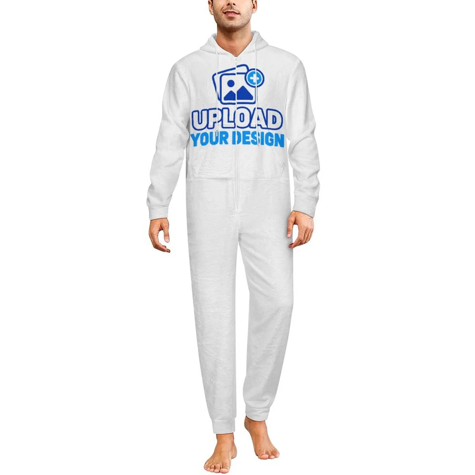 Custom Unisex Flannel Plush Zip Onesie With Kangaroo Pockets product image 9