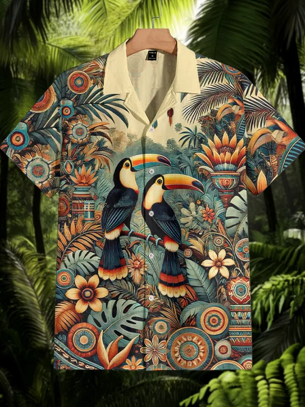 Men's Toucan Tropical Scenery Art Print Shirt