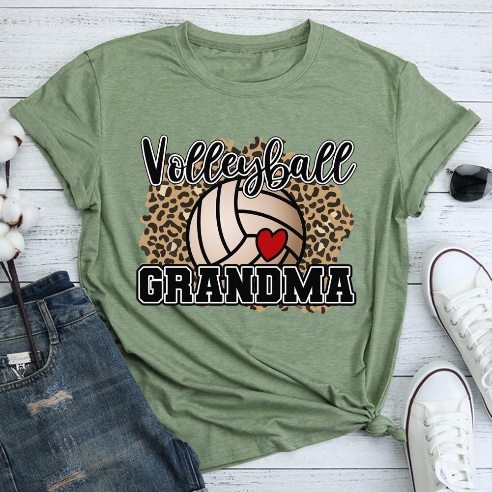 Volleyball Grandma Round Neck T-shirt-Guru-buzz