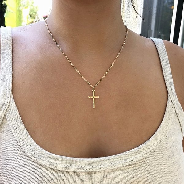 Simple Exquisite Gold Chain Cross Necklace Small Gold Cross Religious Jewelry Women's Necklace