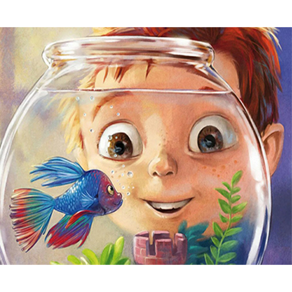 Little Boy Fishing - Diamond Paintings 