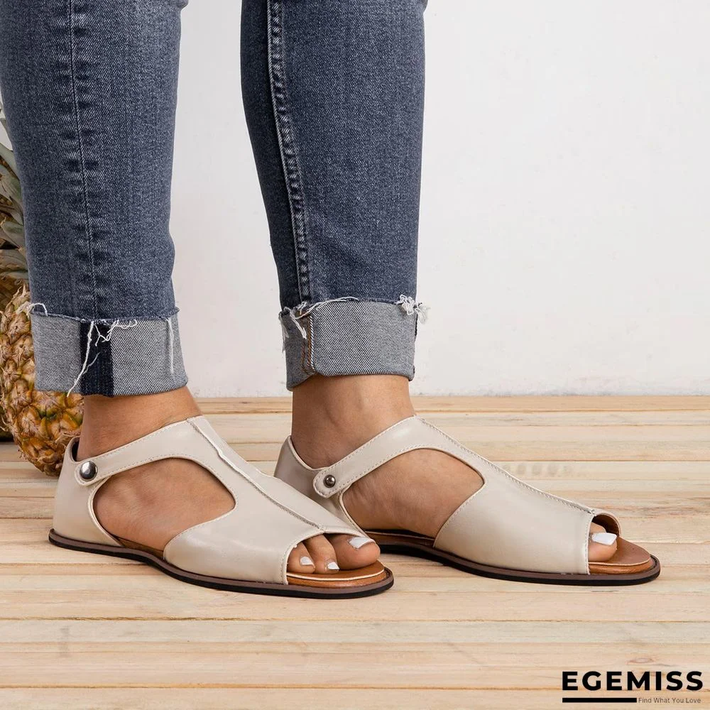 Vintage Black Flat Peep Toe Slip-on Sandals s | EGEMISS