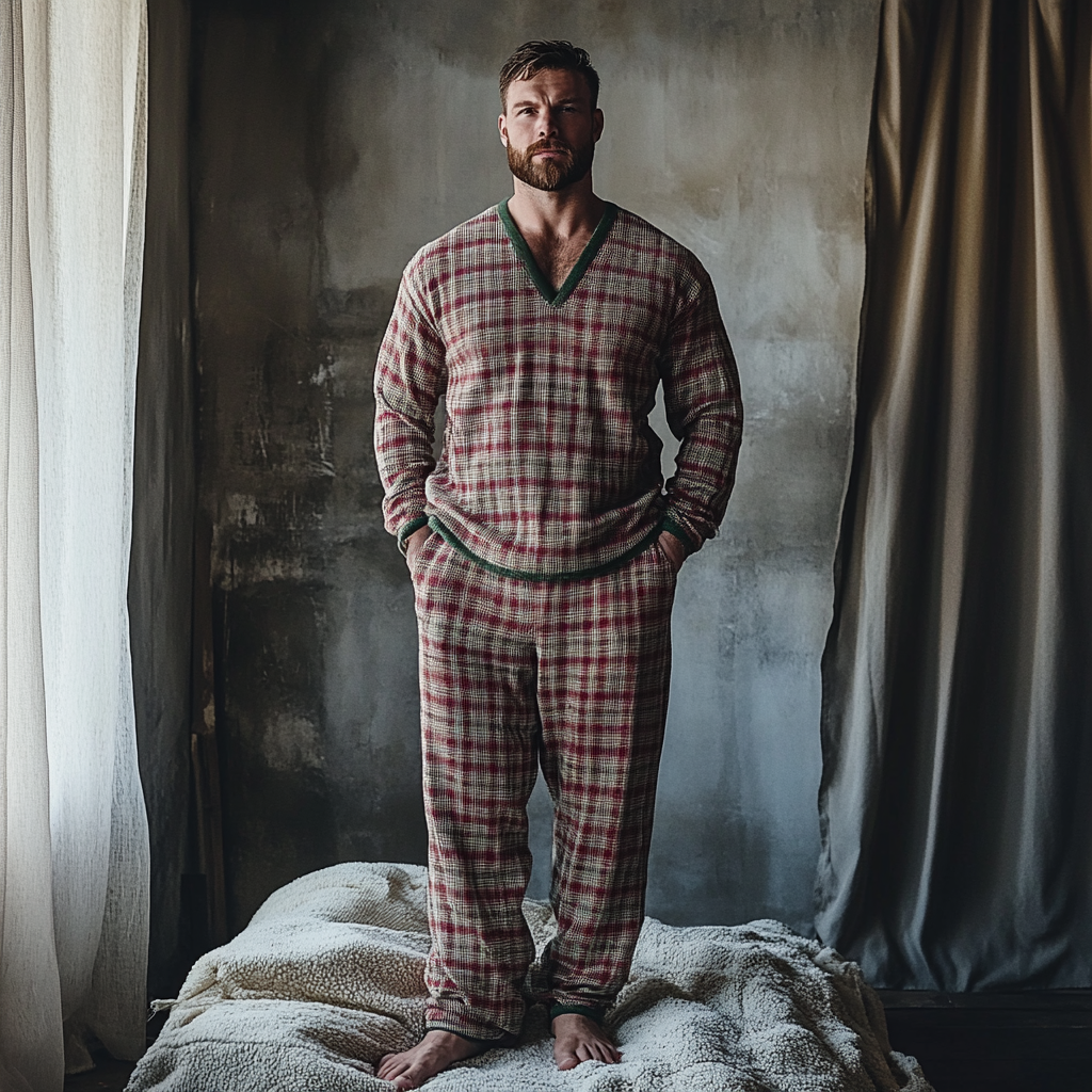 Men's Christmas Autumn And Winter Warm And Comfortable Casual Pajamas And Pants Two-piece Set-inspireuse