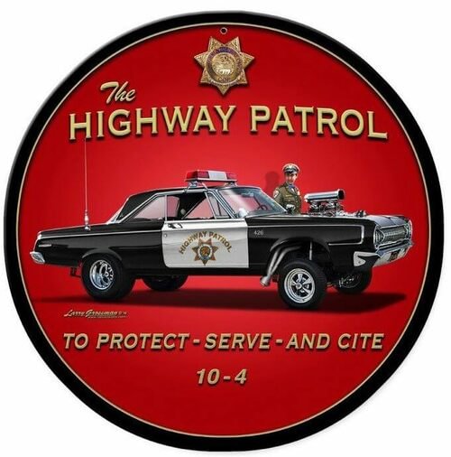 Highway Patrol- Round Shape Tin Signs/Wooden Signs - 30*30CM