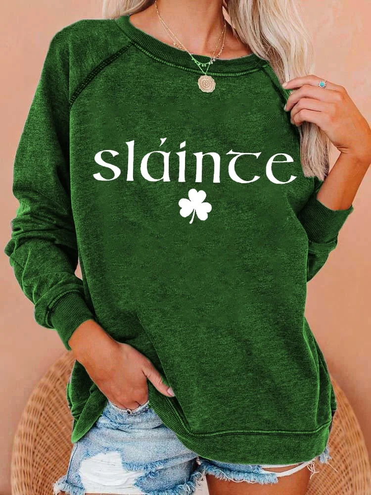 Women's Slainte St. Patrick's Day Print Casual Sweatshirt socialshop