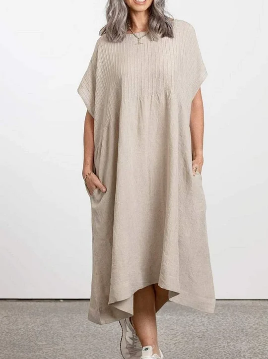 Casual Pin Tuck Linen Dress