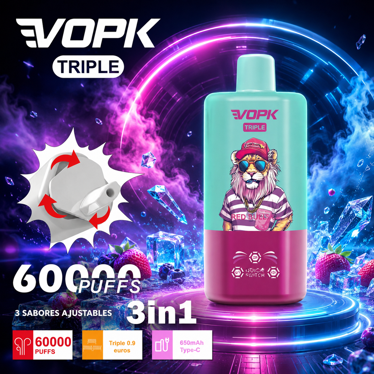 VOPK Triple 3 in 1 60K Vape | 60000 Puffs 3-in-1 mysite fumotvapeshop