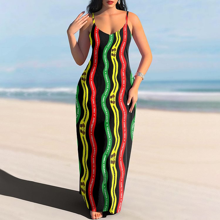 Vefave Black Pridewave Print Suspender Maxi Dress