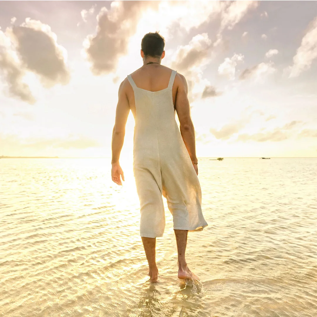 Men's Sleeveless Linen Jumpsuit-inspireuse