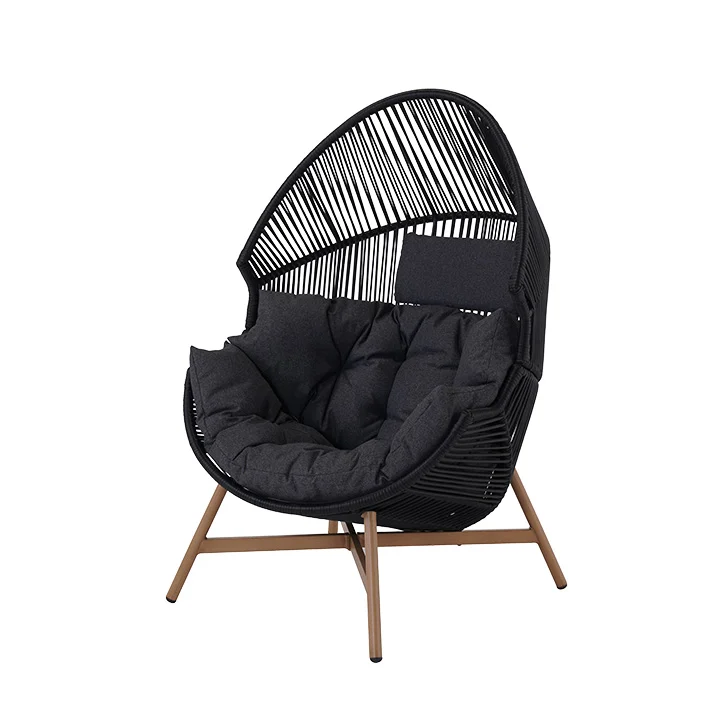GRAND PATIO HOLAND Outdoor & Indoor Black Wicker Egg Chair With Cushion