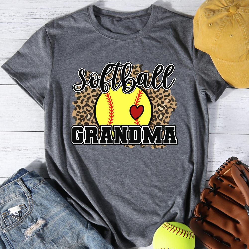 Softball Grandma Round Neck T-shirt-Guru-buzz