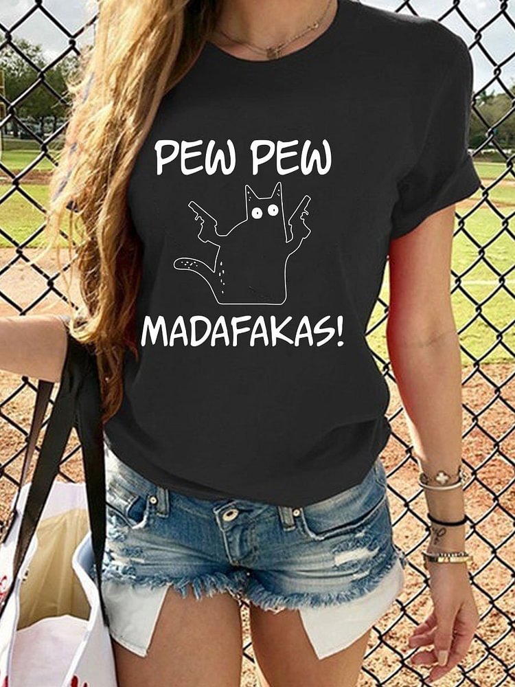 Bestdealfriday Cat Pew Pew Graphic Tee