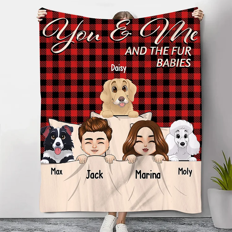 Personalized Couple Blanket Customized 3–7 Names Blanket Valentine's Day Gifts - You & Me And The Fur Babies
